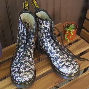 Floral Pascal Dr. Martens Boots Genuine Leather